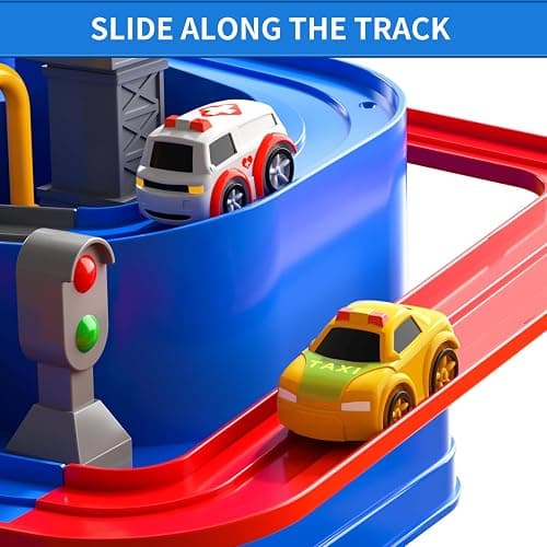 TEMI Kids Race Track Toys with 3 Mini Cars - Puzzle Rail Car Adventure Playset for 3-7 Year Old Boys and Girls thumbnail 4