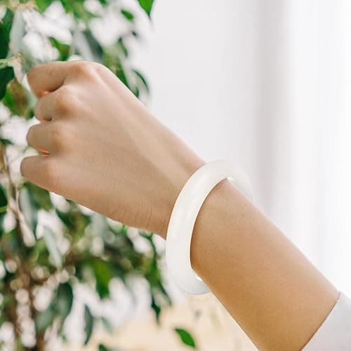 Landical 2.4'' Natural Jade Bracelet for Women Jade Bangle Bracelets with Box Good Luck Bangle Valentine Jewelry Gift thumbnail 6