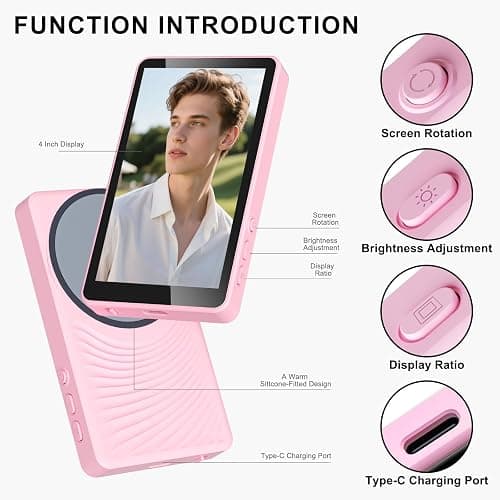 YXYaoZhengYiGeYi Selfie Monitor Screen for iPhone/Android, Magnetic Phone Vlog Back Camera Monitor with Bluetooth Remote, Wireless Recording Selfie/Live Streaming/TikTok thumbnail 2