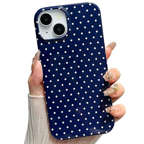 Jmltech for iPhone 13 Case Polka Dot Phone Cases Aesthetic Design Trendy Simple Case Slim Shockproof Protective Cover Navy Blue - Image 1