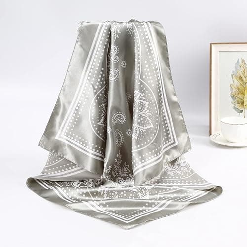AWAYTR 35” Satin Large Square Head Scarves - 4PCS Silk Like Neck Scarf Hair Sleeping Wraps Satin Silk Scarfs for Women thumbnail 3