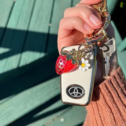 Agromusk Cute Strawberry Keychain,Bag Charms,Kawaii Heart Flower Daisy Key chains Accessories Decor for Girls Purse Gift thumbnail 6