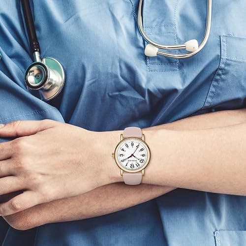 GOLDEN HOUR Waterproof Nurse Watch for Medical Professionals, Students Women Men - Military Time Luminouse Easy Read Dial, 24 Hour with Second Hand, Colorful Silicone Band thumbnail 8