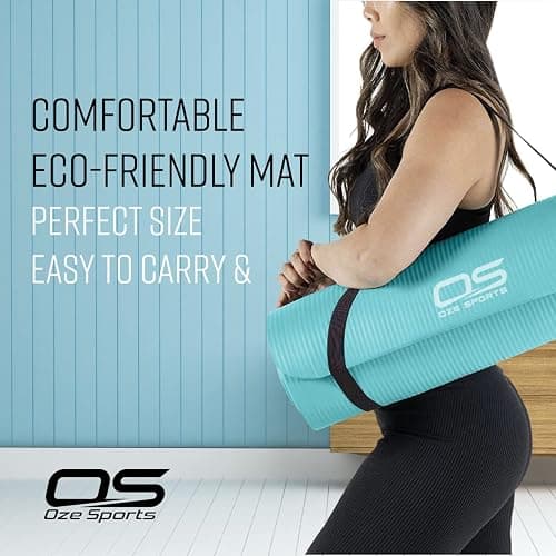 OZE SPORTS Yoga Mat, NBR Foam, Extra Thick, Non-Slip, High Density, Large, for Pilates, Gymnastics, HiiT and Fitness, with Free Carry Strap thumbnail 5