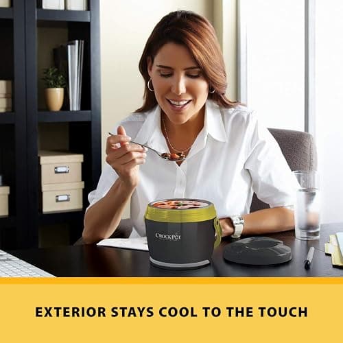 Crock-Pot Electric Lunch Box, Portable Food Warmer for On-the-Go, 20-Ounce, Grey/Lime thumbnail 2