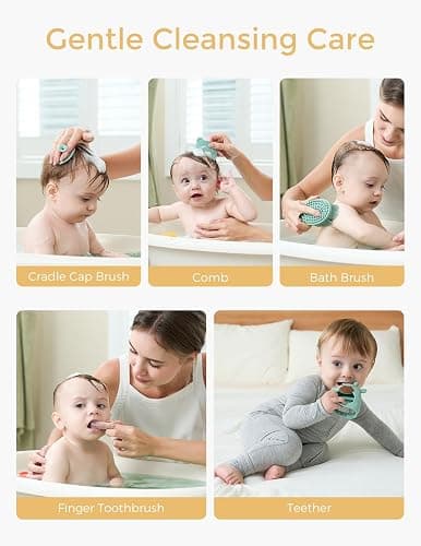 Momcozy Elite Baby Kit, Superior Baby Shower & Registry Essential Kit for Grooming & Health & Cleansing Care, Electric Nail File & Nasal Aspirator,Tummy Wrap,Thermometer,Bath Brush,Teether,Storage Bag thumbnail 6