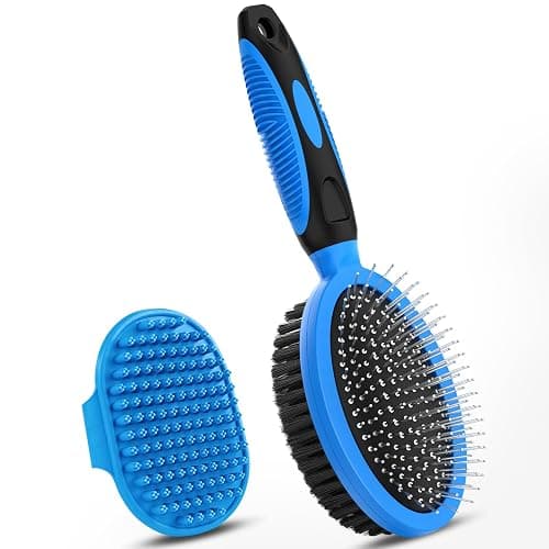 2PCS Pet Grooming Tools - Double-Sided Brush for Shedding and Bathing, Suitable for Short/Long Haired Dogs Cats and Horses, Deshedding Dog Brush, Mane & Tail Combs for Horses - Pet Supplies (Blue) thumbnail 9