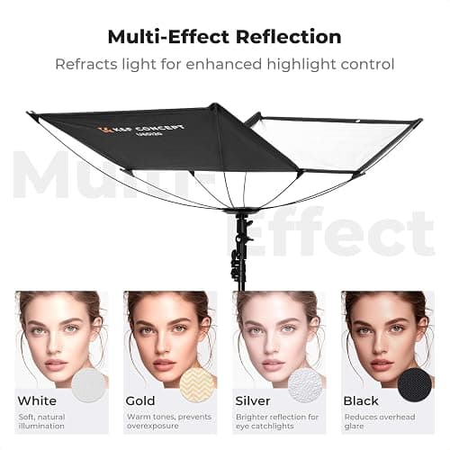 K&F CONCEPT Clamshell Light Reflector Diffuser with Carrying Bag, 47"x25"/120x65cm Photography Curved Lighting Reflector for Photo Studio Photography, Black/White/Gold/Silver Colors thumbnail 6