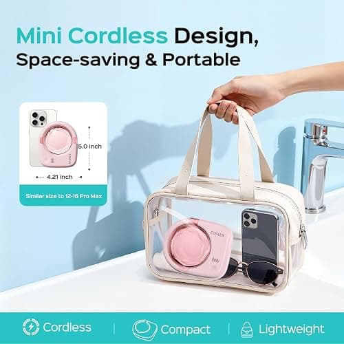 COSLUS C50 Portable Ultrasonic Retainer Cleaner : 50kHz Sonic Tooth Cleaner Cordless -Low Noise for Retainer, Aligner, Mouth Night Guard Deep Cleaning - Travel Home Use Pink thumbnail 8