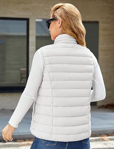 MAGCOMSEN Women's Puffer Vest Lightweight Stand Collar Zip 4 Pockets Puffy Vests Sleeveless Quilted Padded Outerwear thumbnail 2