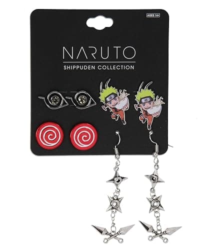 Naruto Shippuden Anime Manga Costume Jewelry Stud And Dangle Earring Set 4 Pack thumbnail 4