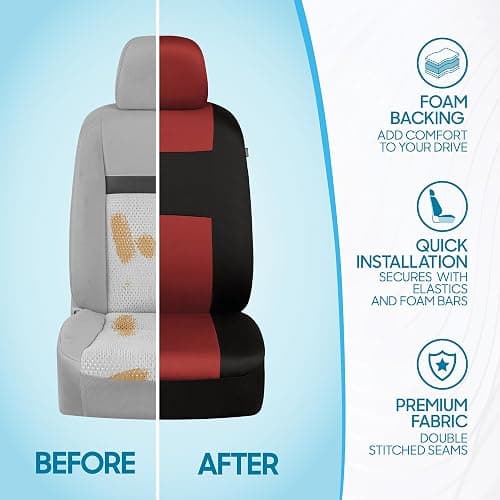 BDK PolyPro Car Seat Covers Full Set in Terracotta on Black, Front and Rear Split Bench Seat Covers for Cars, Easy to Install Car Seats Cover Set and Accessories for Auto Trucks Van SUV - Terracotta thumbnail 6