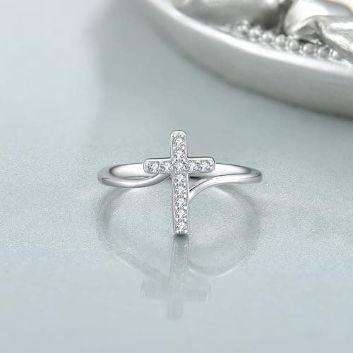 STARCHENIE 925 Sterling Silver Cross Ring for Women Size 5-10 - Image 1