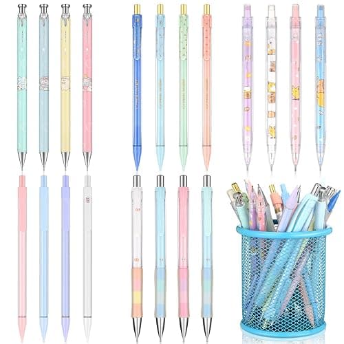 20 Pack Mechanical Pencils Kawaii Stationary Cute Mechanical Pencil Mixed 0.5mm 0.7mm 0.9mm Kawaii Pencil for School Office Home Supplies, Some with Top Erasers - Image 1