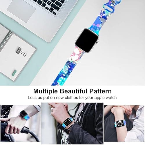 Soft Silicone Pattern Printed Bands Compatible with Apple Watch Band 38mm 40mm /42mm 44mm Men Women Sport Replacement Wrist Strap for iWatch Series 6 5 4 3 2 1 SE thumbnail 3