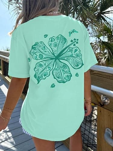 Oversized Graphic Tshirts for Women Teens Y2K Flower Short Sleeve Baggy Shirts Summer Aesthetic Beachy Coastal Tops thumbnail 2