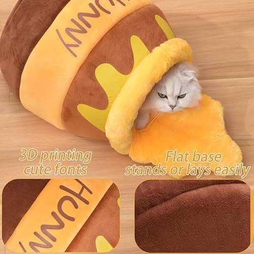 Honey Pot Cat Cave Bed, Soft and Thick Rebound Sponge Pet Nest with Removable & Washable Cushion, Cute Cartoon Design for Small Cats and Breeds thumbnail 4