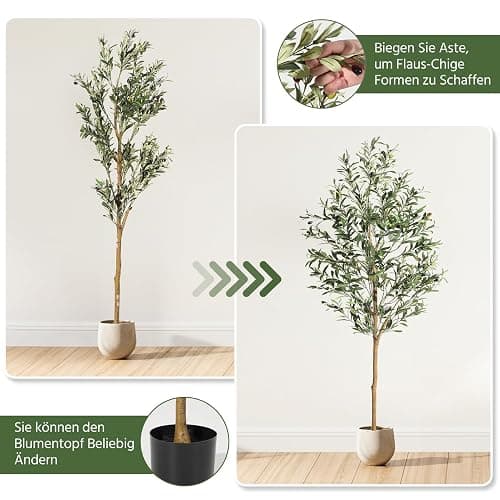 HAUSPROFI Olivenbaum Künstlich 180CM, Kunstpflanze, Künstlicher Olivenbaum, Künstliche Pflanzen, Kunstpflanzen Groß, Künstliche Pflanzen Wie Echt für Indoor Outdoor Haus Büro Garten Moderne Deco thumbnail 4