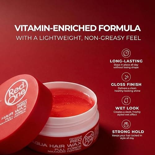 Redone Hair Wax Red 150ml | Ultra Hold & Maximum Control | High Shine Styling Wax for Men & Women | Edge Control & Non-Sticky Finish | Strawberry Scent | Professional Barber Hair thumbnail 2