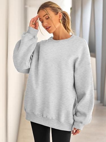 EFAN Womens Oversized Sweatshirts Hoodies Fleece Crewneck Sweaters Casual Tops Comfy Fall Fashion Outfits Winter Clothes 2025 thumbnail 2