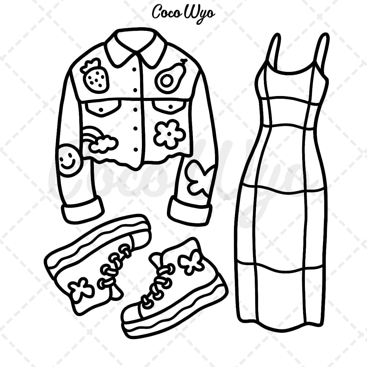 Fashion Vibes: Coloring Book for Adults and Teens, Bold and Easy Designs for Relaxation Featuring Cute Clothing thumbnail 6