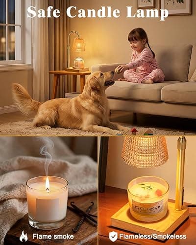 Amber Candle Warmer Lamp with Timer, House Warming Gifts New Home Decor | Dimmable & Adjustable Height, Electric Wax Warmer for Scented Wax Jar Candles,Birthday Gifts for Women Mom Sister thumbnail 4