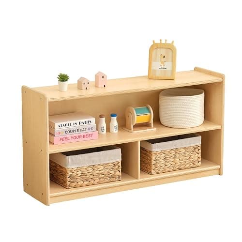 OOOK 2-Shelf Montessori Shelf Toy Organizers and Storage for Kids | FSC Plywood, 3-Section Wooden Storage Cabinet Shelves for Classroom, Kindergarten, Kids Room, Playroom, 44.6"W×11.7"D×23.6"H thumbnail 2