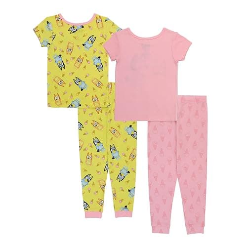 Bluey Girls' 4-piece Snug-fit Matching Short-Sleeve Cotton Pajama Set, Soft & Cute for Kids thumbnail 2