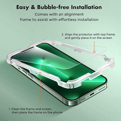 UNBREAKcable 2 Pack Screen Protector for iPhone 14 Plus/13 Pro Max, Shatterproof Tempered Glass [9H+ Hardness] [Easy Installation Frame] [99.99% HD Clear] for Apple iPhone 13 Pro Max/14 Plus thumbnail 3
