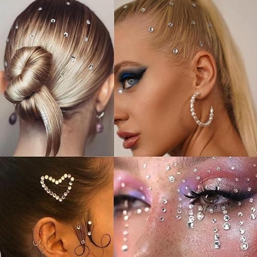 NOOEPC 660Pcs Face Gems Hair Gems, Self-Adhesive Face Jewels Eye Jewels Rhinestones 3/4/5/6 mm DIY Face Gems Stick on, Hair Body Rhinestones Gems Rave Accessories for Face Eyes Makeup Body, Crafts thumbnail 6