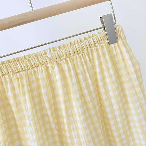 Womens Gingham Pajama Set Cotton Cute Pj Set Color Block Shirts 2 Piece Bridal Sleepwear Plaid Lounge Set thumbnail 6