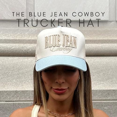 Vintage Western Trucker Hat | Men & Women | Country Cute Caps for Cowgirls Cowboys | Camo Denim Embroidered Cotton | Snapback thumbnail 4