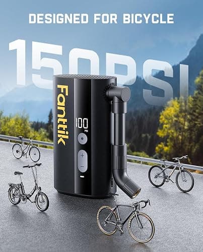 Fanttik X9 Ace Mini Bike Pump, 32s Fast Inflate Bike Pump with Gauge, 150PSI Electric Air Pump with Presta and Schrader Valve, Suitable for Mountain Bike, Road Bike, Electric Bike, MTB thumbnail 9