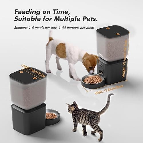 Automatic Dog Feeder - 8L/34 Cups Large Capacity Automatic Cat Food Dispenser with LCD Screen, Large Food Tray, Battery Operated, Timed Cat Feeder, Up to 50 Portions 6 Meals Per Day, Keeps Fresh thumbnail 3