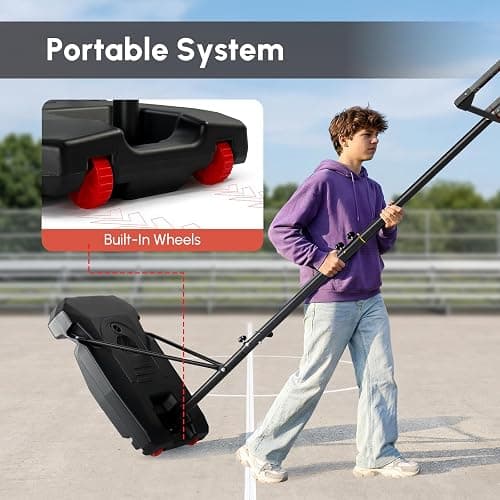 PEXMOR 5.05-8.53FT Portable Basketball Hoop, Adjustable to Any Height Easily, 33" Backboard for Teenagers, with Fillable Base & Wheels, Basketball Goal for Outdoor, Indoor, Backyard, Driveway thumbnail 8