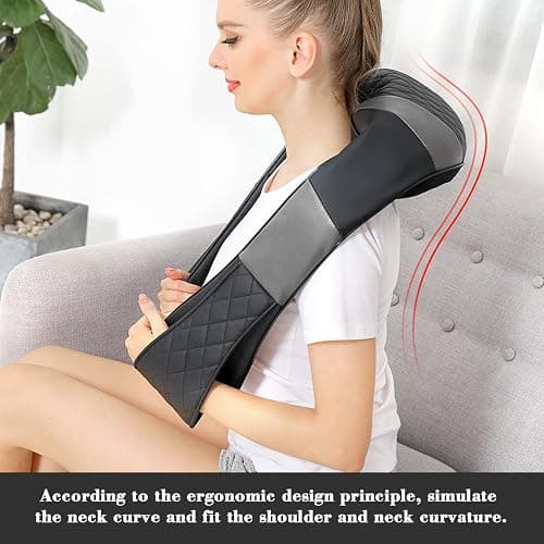 Neck Massager with Heat, Shiatsu Back Neck and Shoulder Massager - Gifts for Women/men/Mom/Dad - Electric Deeper Tissue 4D Kneading Massage, Use at Home, Office, Car (Black gray) thumbnail 5
