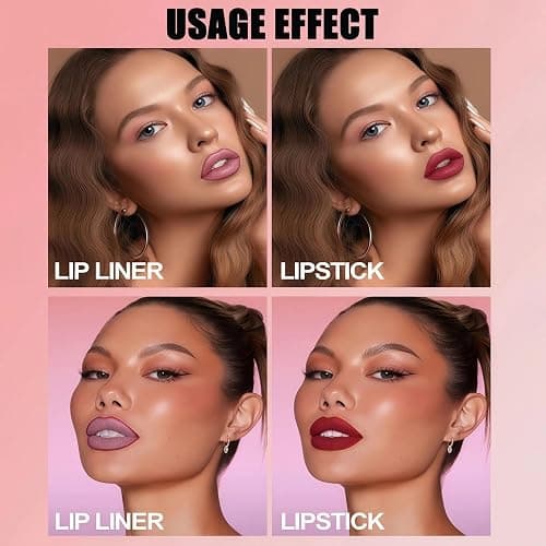 Premium Red Lipstick Lip Liner and Lipstick Set - 2-in-1 Matte Lip Kit for Women with Long Lasting Waterproof and Smudge-Proof Formula, Perfect for Date Night & Parties thumbnail 5