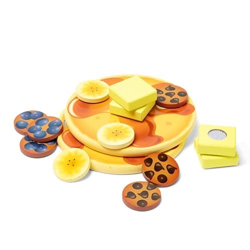 Melissa & Doug Flip and Serve Pancake Set (19 pcs) - Wooden Breakfast Play Food thumbnail 4