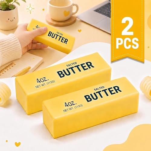 2PCS Butter Squishy – Slow Rising Butter Squishy Toy, Realistic Food Fidget Toys for Adults, Soft PU Material, Sensory Anxiety Relief & Focus Aid, Portable 5.5 Inch Squishy Butter for Office & Home thumbnail 2