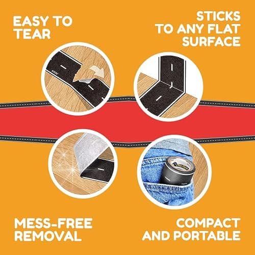 PlayTape Road Tape for Toy Cars - Sticks to Flat Surfaces, No Residue; 2 inch Wide x 30 ft Asphalt Road thumbnail 5