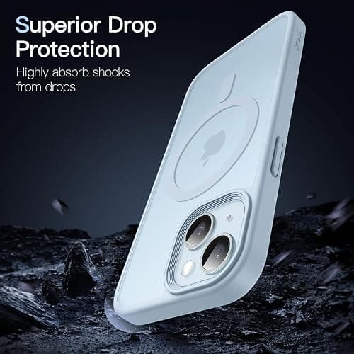 JETech Coque Magnétique pour iPhone 15 6,1 Pouces Compatible avec MagSafe, Etui Translucide Mat Arrière Housse Fine Antichoc (Dos Bleu) thumbnail 5