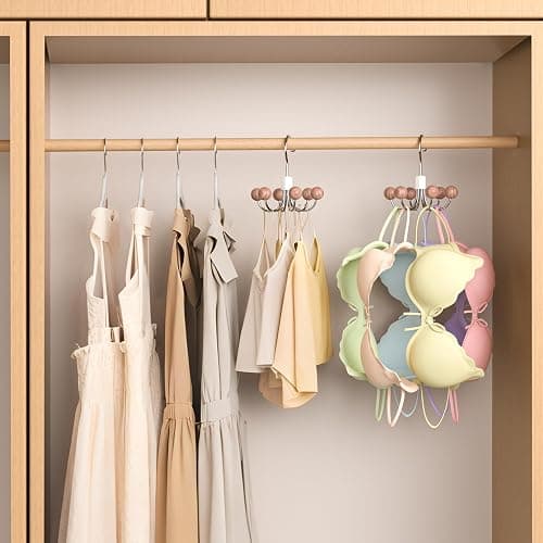 OHIYO 2-Pack 360° Swivel Hoodie Hangers with 6 Cedar Balls, Closet Organizer for Bra, Scarves, Belts, Purse & Accessories Storage thumbnail 2