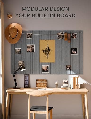 Large Felt Bulletin Board 36"x24" Cork Board Alternative - 6 Pack with 40 Safe Removable Adhesive Tabs, Cork Boards for Walls Cork Board for Home Office Classroom Pin Board-Blue Gray thumbnail 5
