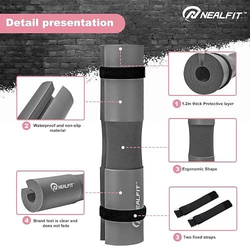 NEALFIT Barbell Pad Squat Pad for Squats—Squat Bar Pad—Great for Weightlifting,Lunges and Hip Thrusts—Foam Sponge Pad—Fit Standard and Olympic Bars Perfectly thumbnail 5