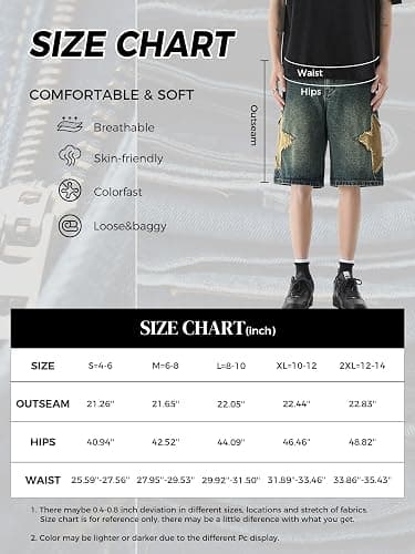 EMMIOL Women Jorts Baggy Jeans Shorts Mid-Low Waisted Denim Y2K Hip-Hop Shorts Summer Hot Short Pants Streetwear thumbnail 4