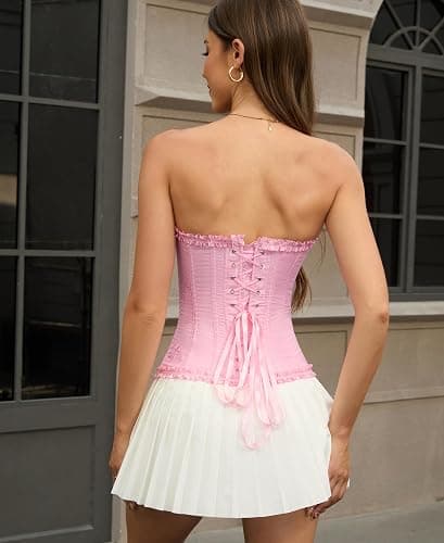 SZIVYSHI Corset Tops for Women, Bustier Shapewear Lingerie, Lace Waist Push Up Bodysuit thumbnail 4