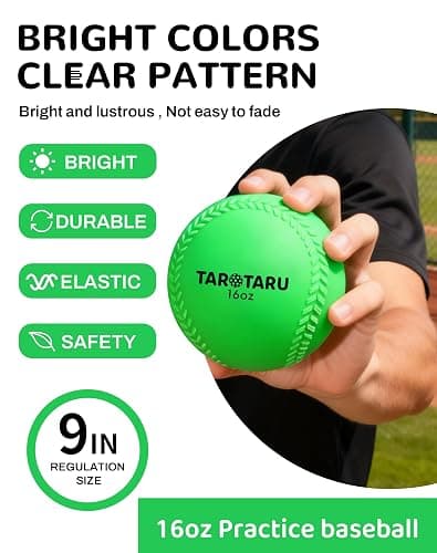 Tarutaru Weighted Balls for Baseball & Softball [9 Pack, 16 oz] Practice Heavy Ball for Hitting, Batting & Pitching Training, Improve Power and Mechanics, 2.85inch thumbnail 2