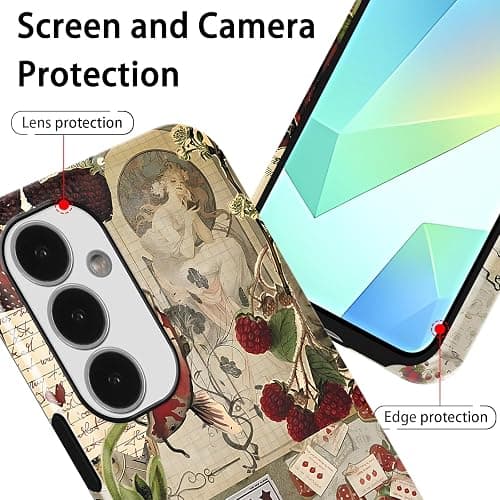 Cinysnt Cottagecore Pastoral Style Collage Phone Case for Samsung Galaxy A16 5G Case Strawberry Rabbit Scratch Resistant Hybrid 2-Layer Hard Shell Phone Cover Funda for Samsung A16 6.7 Inch thumbnail 3