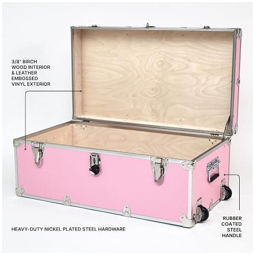 Rhino Trunk & Case Large Essential Trunk With Wheels 32”x18”x14”, 1000+ lbs Capacity - Many Colors. Strong, USA Made Summer Camp Footlocker, and Secure College Dorm Storage Chest thumbnail 4