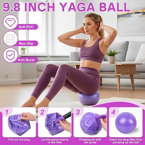 Pilates Ring Ball Equipment Kit - 27Pcs, 12" & 14" Magic Circle Workout Rings, 9.8" Exercise Balls, Workout Cards, Resistance Bands, Women Yoga Essentials Set for Beginners, Home Reformer Accessories thumbnail 5